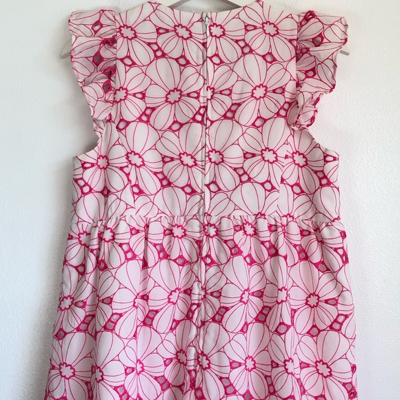 Lilly Pulitzer Keila Hot Pink White Floral Botanical Eyelet Tiered Dress Size 6 - Picture 6 of 11